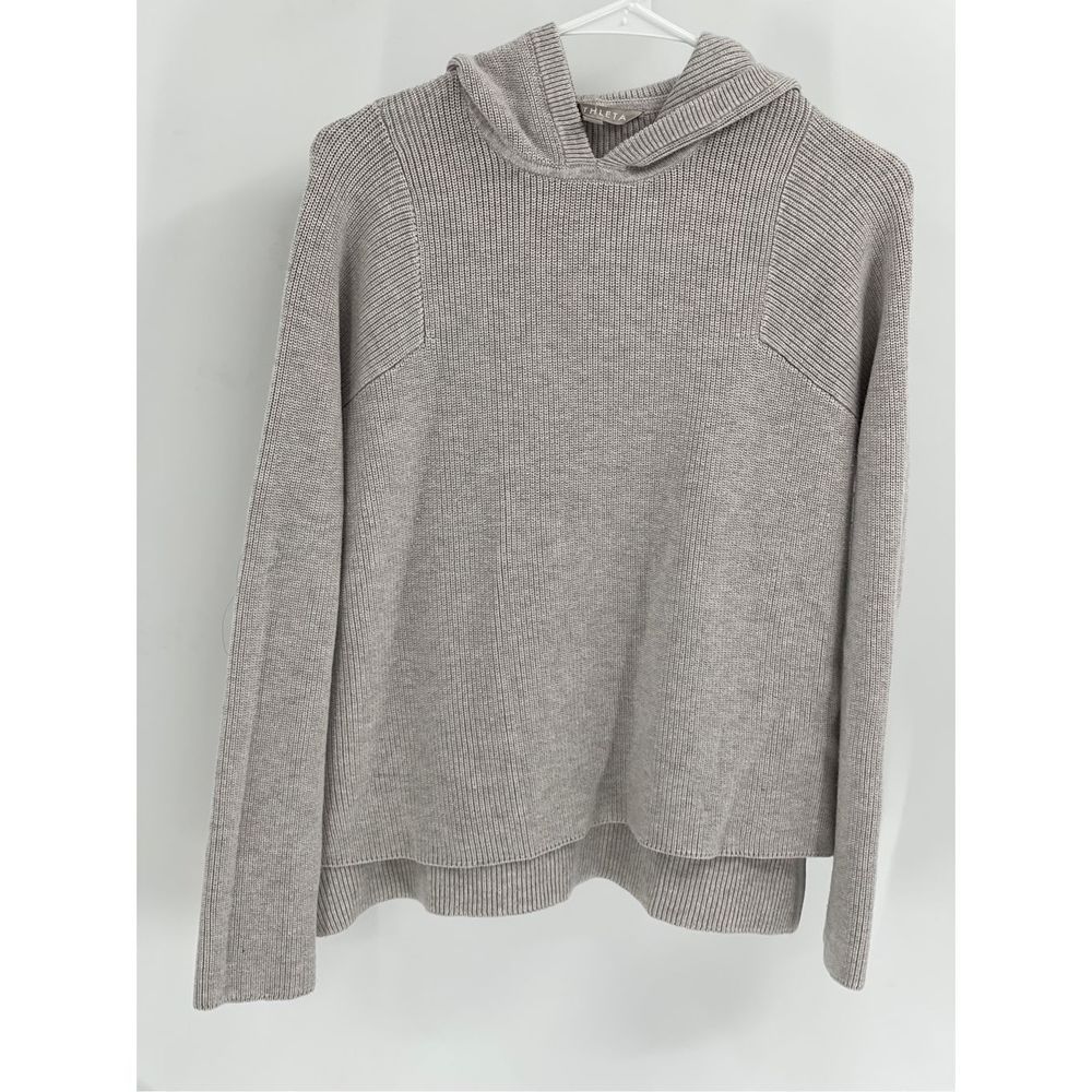 Athleta Sweater Women's Small Gray Hooded Rest Day Ribbed Long Sleeve Pullover